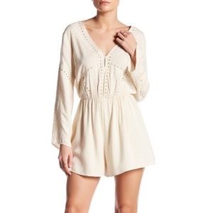 ASTR Long Sleeve Embroidered Romper